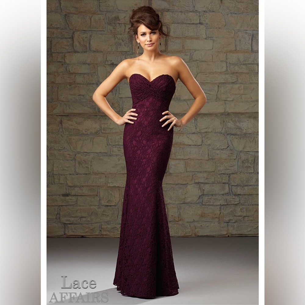Mori Lee Burgundy Lace Wedding Dress